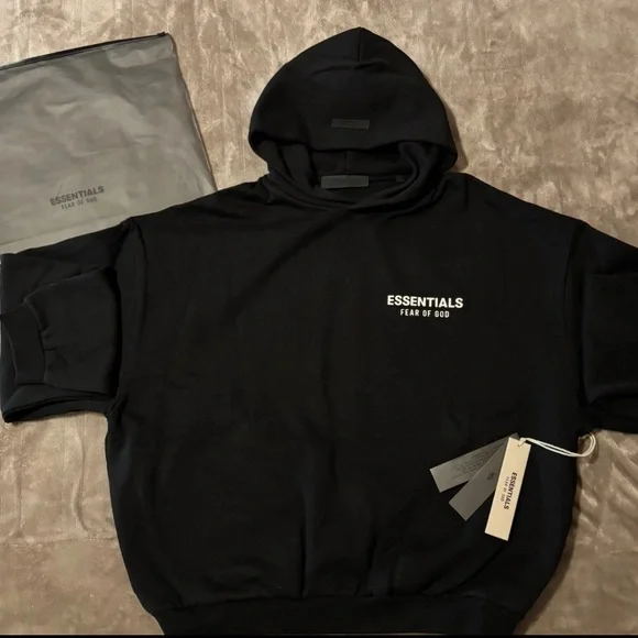 NEW Fear of God Essentials Black Hoodie 100% Authentic - Picture 2 of 4